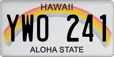 HI license plate YWO241