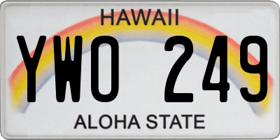 HI license plate YWO249