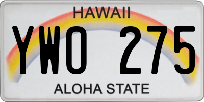 HI license plate YWO275