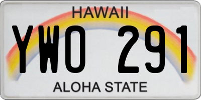 HI license plate YWO291