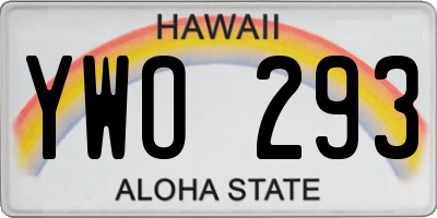 HI license plate YWO293