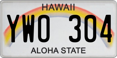 HI license plate YWO304