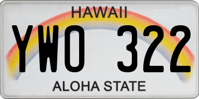 HI license plate YWO322