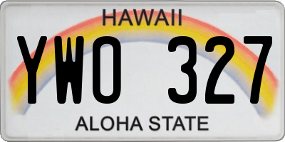 HI license plate YWO327