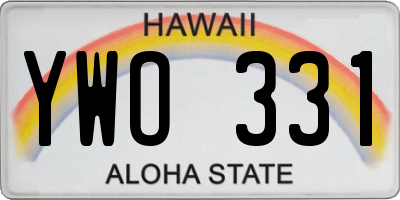 HI license plate YWO331
