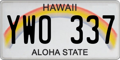 HI license plate YWO337