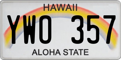 HI license plate YWO357