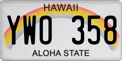 HI license plate YWO358