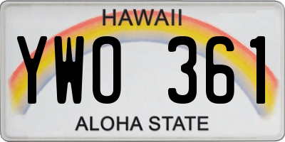 HI license plate YWO361