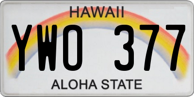 HI license plate YWO377