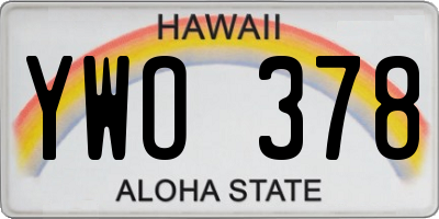 HI license plate YWO378