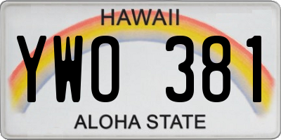 HI license plate YWO381