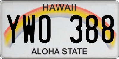 HI license plate YWO388