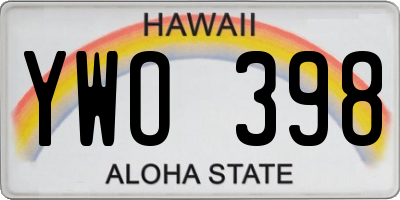 HI license plate YWO398