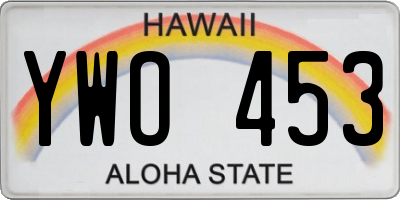 HI license plate YWO453