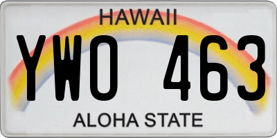 HI license plate YWO463