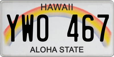 HI license plate YWO467