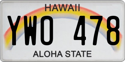 HI license plate YWO478