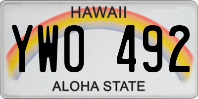 HI license plate YWO492