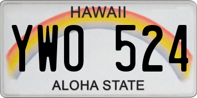 HI license plate YWO524