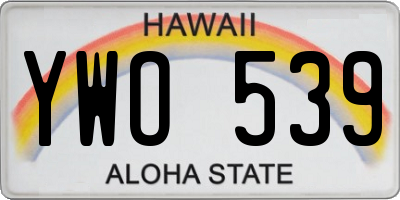 HI license plate YWO539