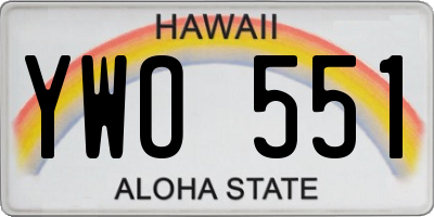 HI license plate YWO551