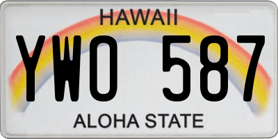 HI license plate YWO587