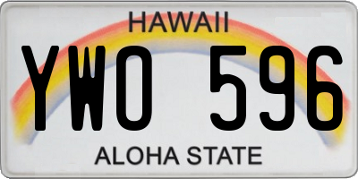 HI license plate YWO596