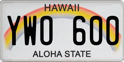 HI license plate YWO600