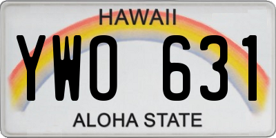 HI license plate YWO631