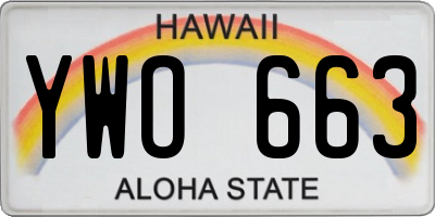 HI license plate YWO663