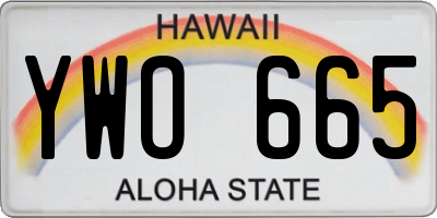 HI license plate YWO665