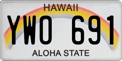 HI license plate YWO691