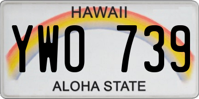 HI license plate YWO739