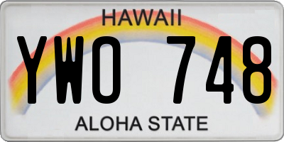 HI license plate YWO748