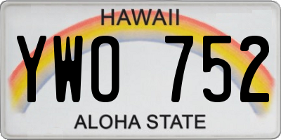 HI license plate YWO752