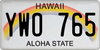 HI license plate YWO765