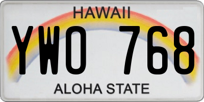 HI license plate YWO768