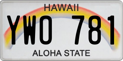 HI license plate YWO781