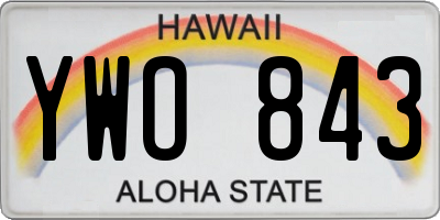 HI license plate YWO843