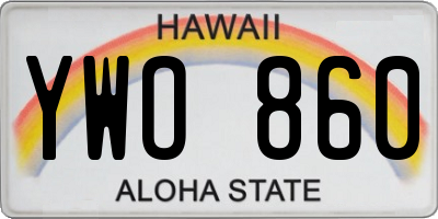 HI license plate YWO860