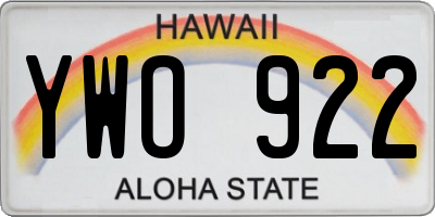 HI license plate YWO922