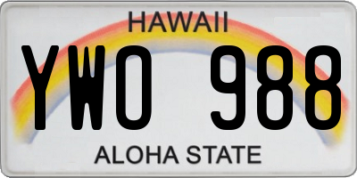 HI license plate YWO988
