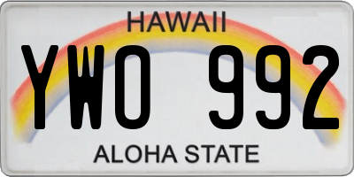 HI license plate YWO992