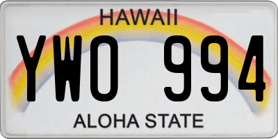 HI license plate YWO994