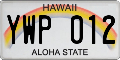 HI license plate YWP012