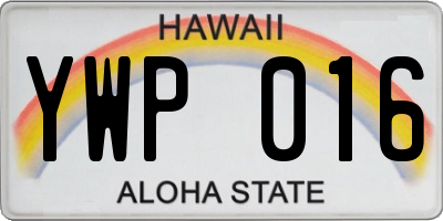 HI license plate YWP016