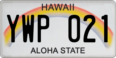 HI license plate YWP021