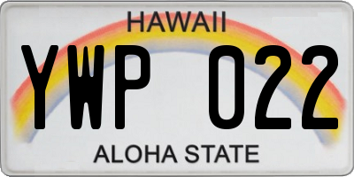 HI license plate YWP022