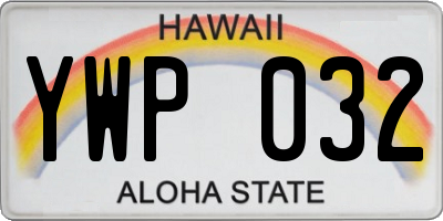 HI license plate YWP032